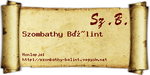 Szombathy Bálint névjegykártya